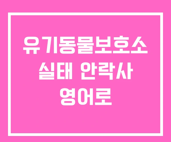유기동물보호소 실태 안락사 영어로 유기동물보호소 실태 안락사 영어로