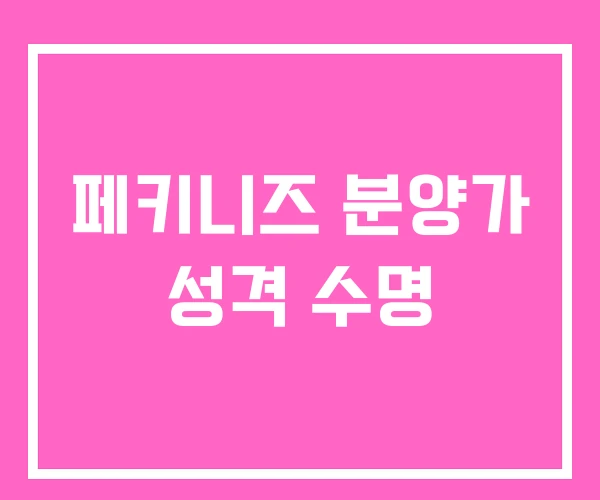 페키니즈 분양가 성격 수명