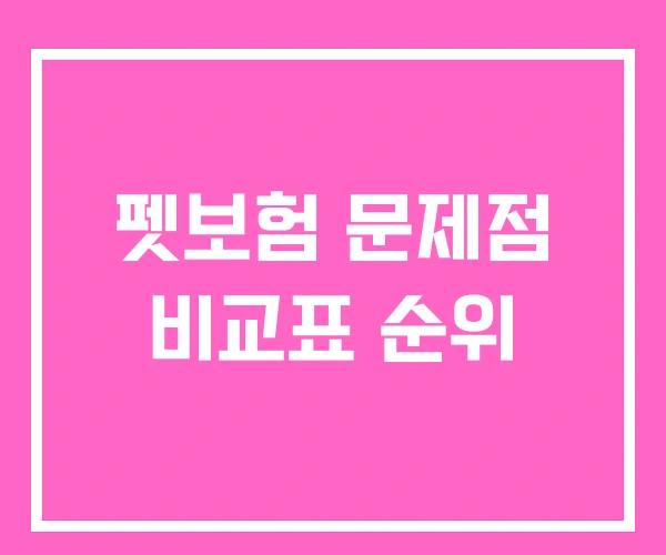 펫보험 문제점 비교표 순위