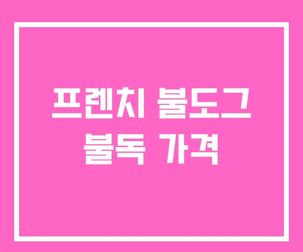 프렌치 불도그 불독 가격