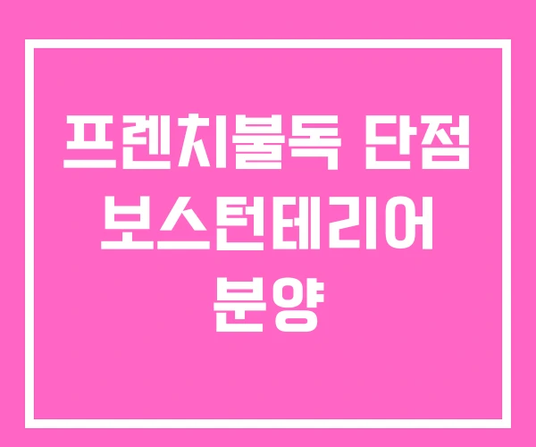 프렌치불독 단점 보스턴테리어 분양