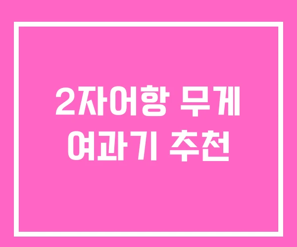 2자어항 무게 여과기 추천