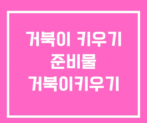 거북이 키우기 준비물 거북이키우기