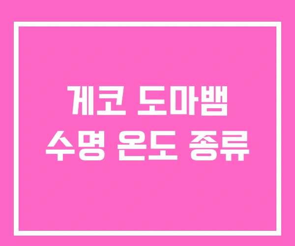 게코 도마뱀 수명 온도 종류