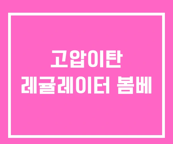 고압이탄 레귤레이터 봄베