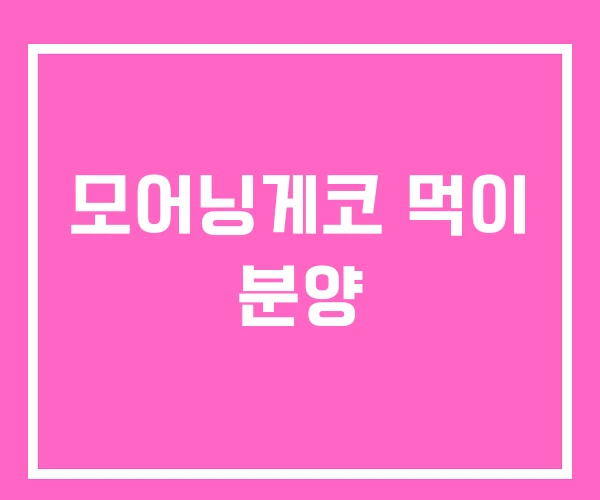 모어닝게코 먹이 분양 모어닝게코 먹이 분양