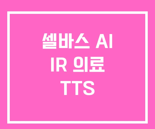 셀바스 AI IR 의료 TTS