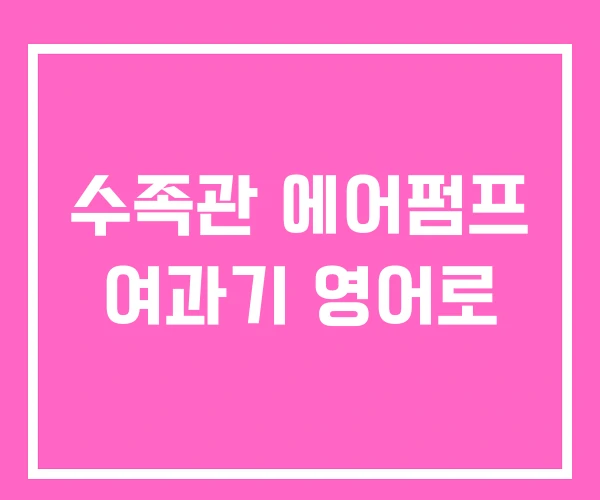 수족관 에어펌프 여과기 영어로