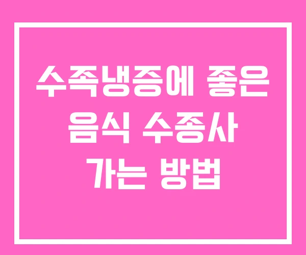 수족냉증에 좋은 음식 수종사 가는 방법