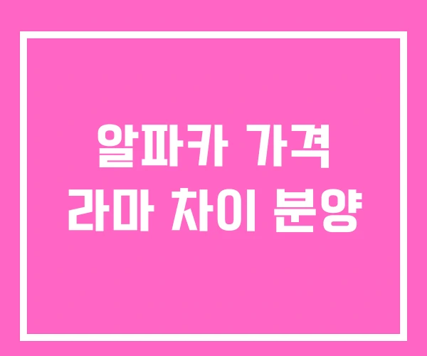 알파카 가격 라마 차이 분양