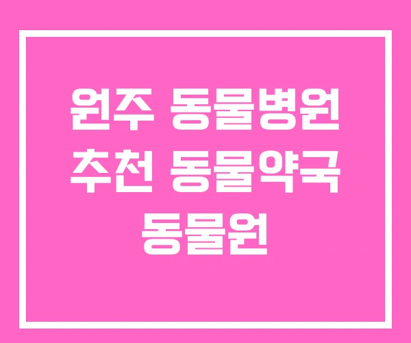 원주 동물병원 추천 동물약국 동물원