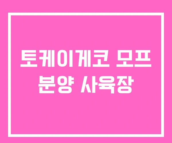 토케이게코 모프 분양 사육장