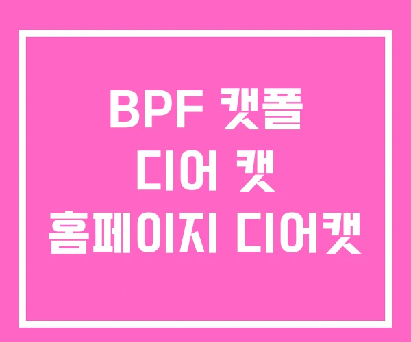 BPF 캣폴 디어 캣 홈페이지 디어캣