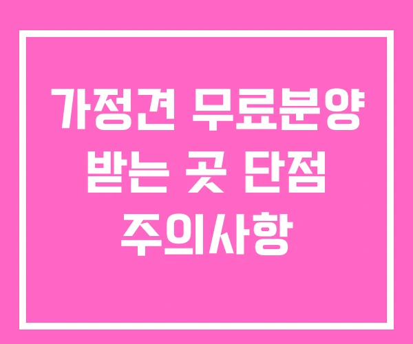 가정견 무료분양 받는 곳 단점 주의사항