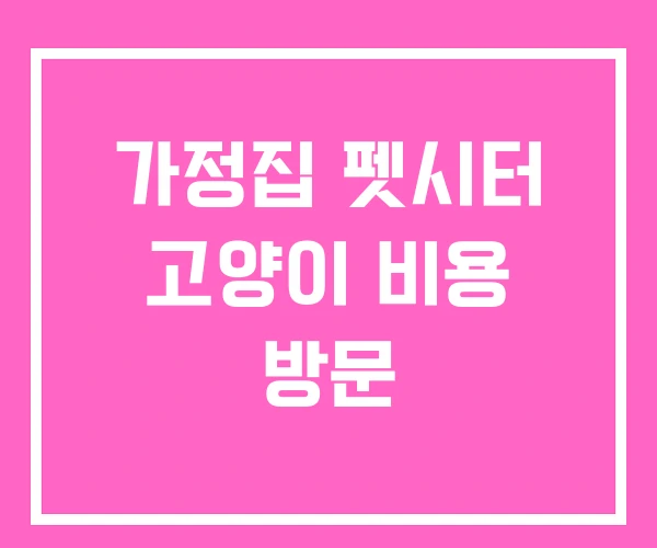 가정집 펫시터 고양이 비용 방문