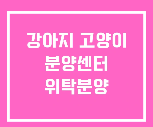 강아지 고양이 분양센터 위탁분양