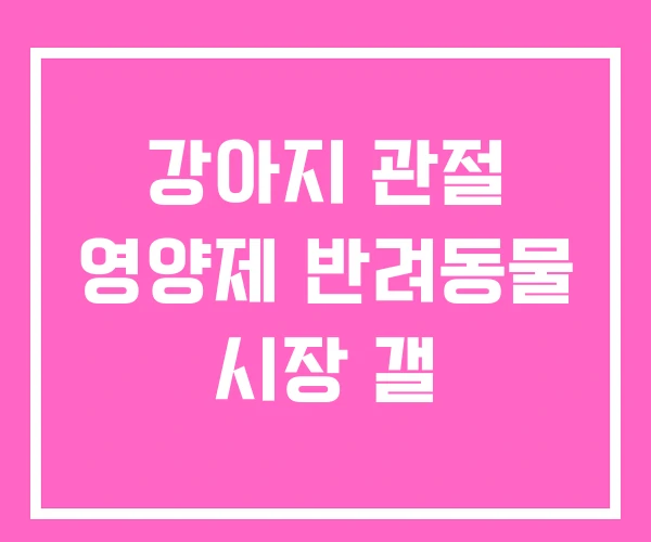 강아지 관절 영양제 반려동물 시장 갤