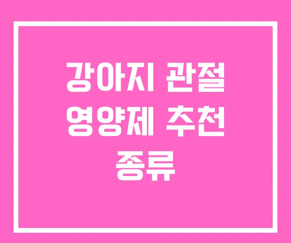 강아지 관절 영양제 추천 종류