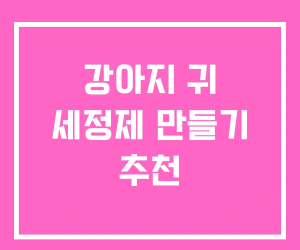 강아지 귀 세정제 만들기 추천