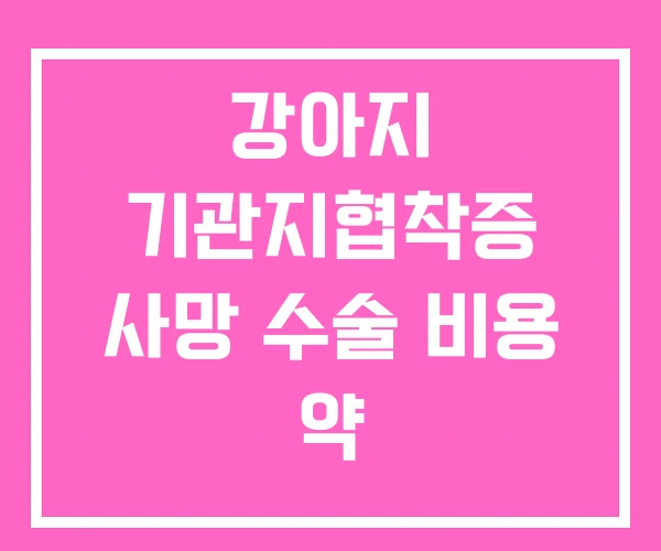 강아지 기관지협착증 사망 수술 비용 약
