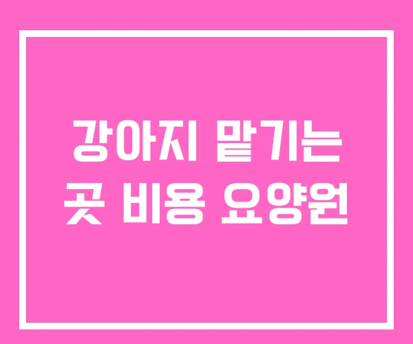 강아지 맡기는 곳 비용 요양원