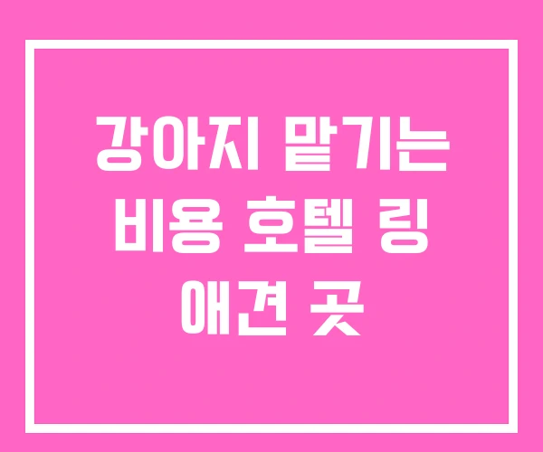 강아지 맡기는 비용 호텔 링 애견 곳