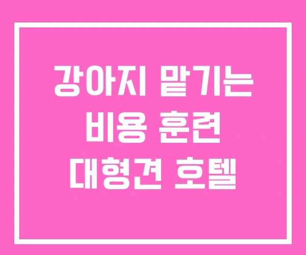 강아지 맡기는 비용 훈련 대형견 호텔