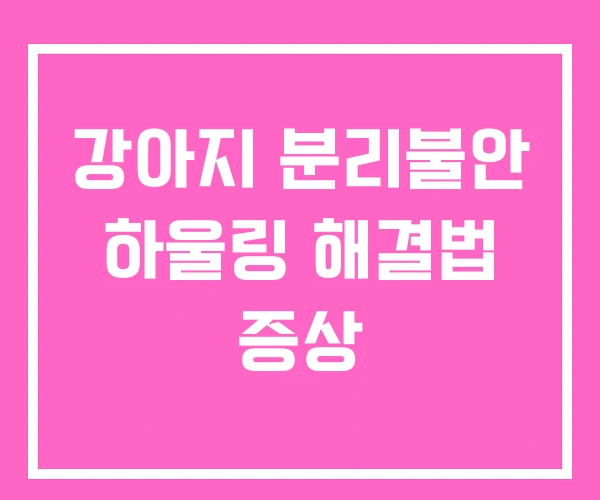 강아지 분리불안 하울링 해결법 증상 강아지 분리불안 하울링 해결법 증상