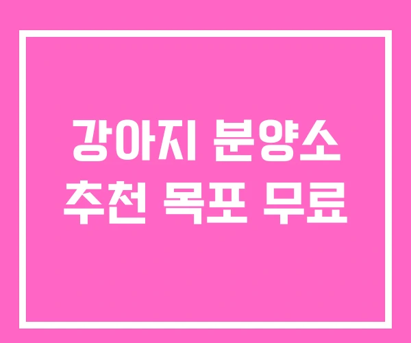 강아지 분양소 추천 목포 무료 강아지 분양소 추천 목포 무료