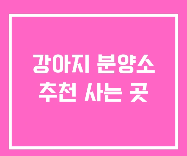 강아지 분양소 추천 사는 곳 강아지 분양소 추천 사는 곳