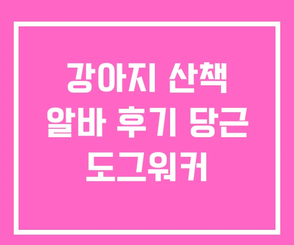 강아지 산책 알바 후기 당근 도그워커 강아지 산책 알바 후기 당근 도그워커
