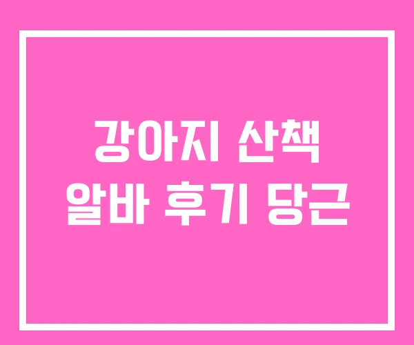 강아지 산책 알바 후기 당근
