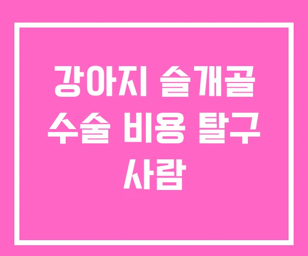 강아지 슬개골 수술 비용 탈구 사람