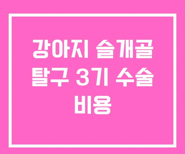 강아지 슬개골 탈구 3기 수술 비용