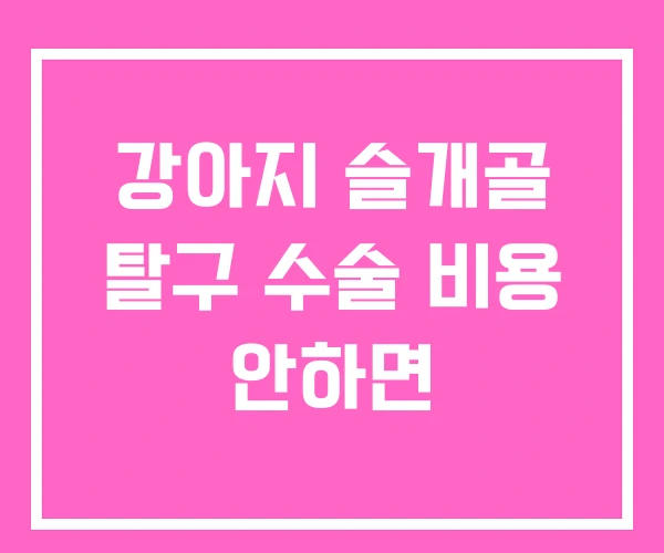 강아지 슬개골 탈구 수술 비용 안하면
