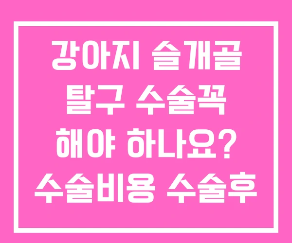 강아지 슬개골 탈구 수술꼭 해야 하나요? 수술비용 수술후