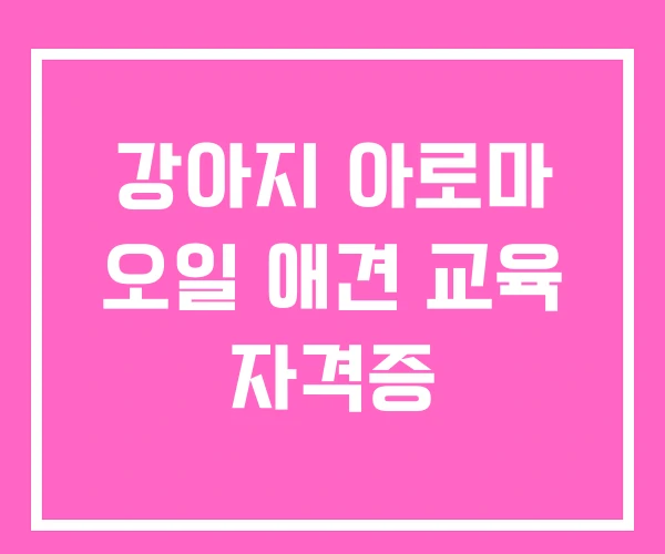 강아지 아로마 오일 애견 교육 자격증