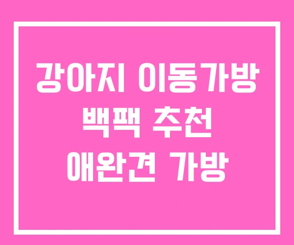 강아지 이동가방 백팩 추천 애완견 가방