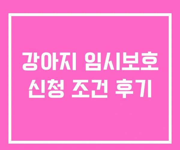 강아지 임시보호 신청 조건 후기