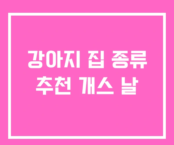 강아지 집 종류 추천 개스 날