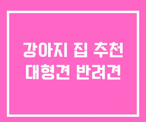 강아지 집 추천 대형견 반려견