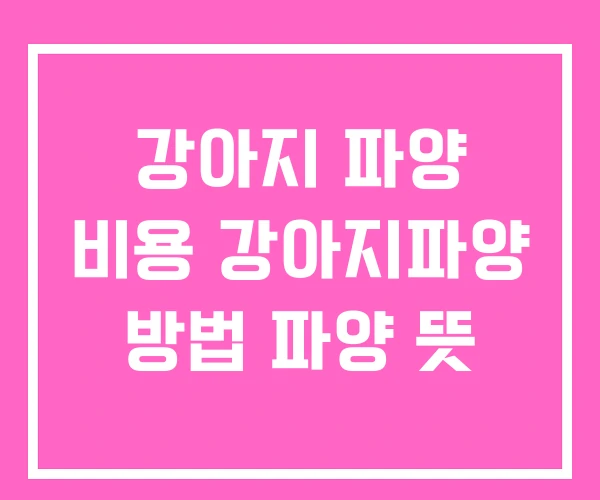 강아지 파양 비용 강아지파양 방법 파양 뜻