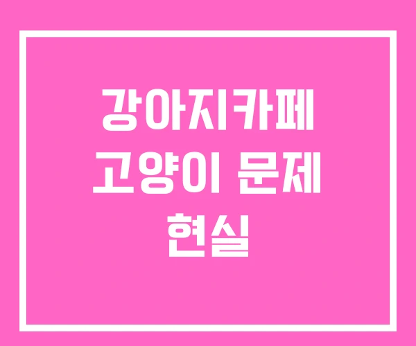 강아지카페 고양이 문제 현실