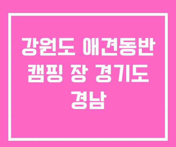 강원도 애견동반 캠핑 장 경기도 경남