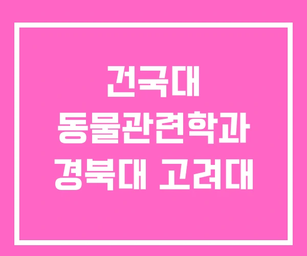 건국대 동물관련학과 경북대 고려대