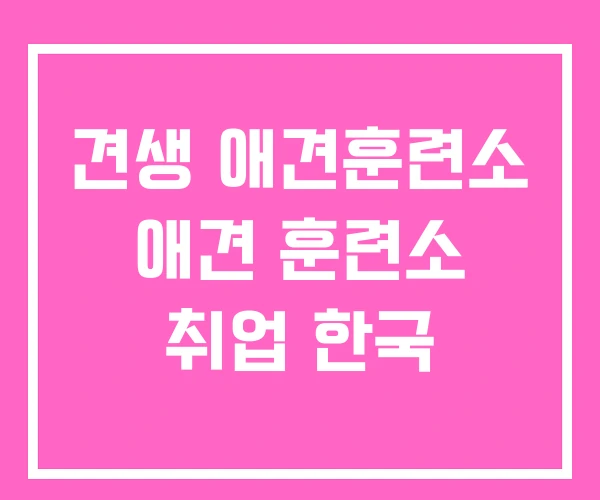 견생 애견훈련소 애견 훈련소 취업 한국