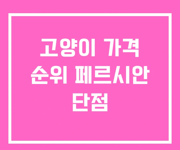고양이 가격 순위 페르시안 단점