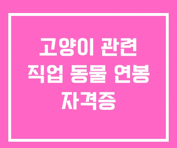 고양이 관련 직업 동물 연봉 자격증
