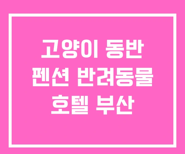 고양이 동반 펜션 반려동물 호텔 부산