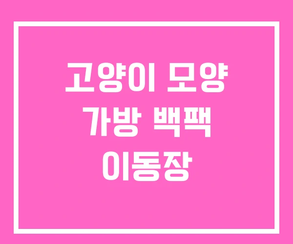 고양이 모양 가방 백팩 이동장 고양이 모양 가방 백팩 이동장